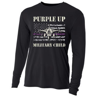 I Purple Up Month Of Military Child Us Flag Cooling Performance Long Sleeve Crew