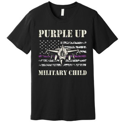 I Purple Up Month Of Military Child Us Flag Premium T-Shirt