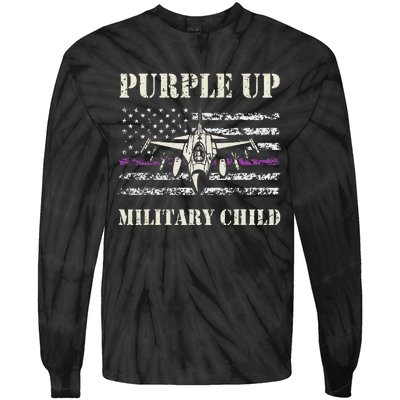 I Purple Up Month Of Military Child Us Flag Tie-Dye Long Sleeve Shirt