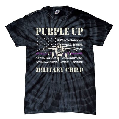 I Purple Up Month Of Military Child Us Flag Tie-Dye T-Shirt