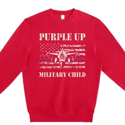 I Purple Up Month Of Military Child Us Flag Premium Crewneck Sweatshirt