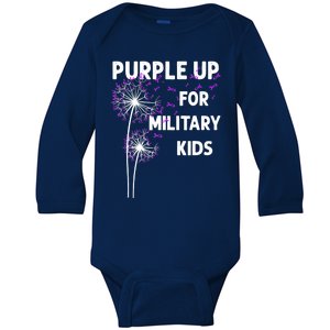 I Purple Up For Military Soldier Dandelion Tees Baby Long Sleeve Bodysuit