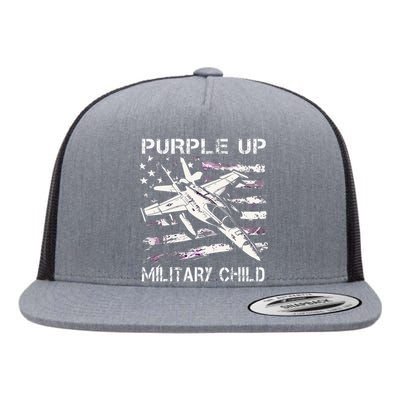 I Purple Up Month Of Military Child Flat Bill Trucker Hat