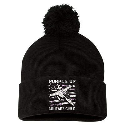 I Purple Up Month Of Military Child Pom Pom 12in Knit Beanie