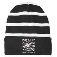 I Purple Up Month Of Military Child Striped Beanie with Solid Band