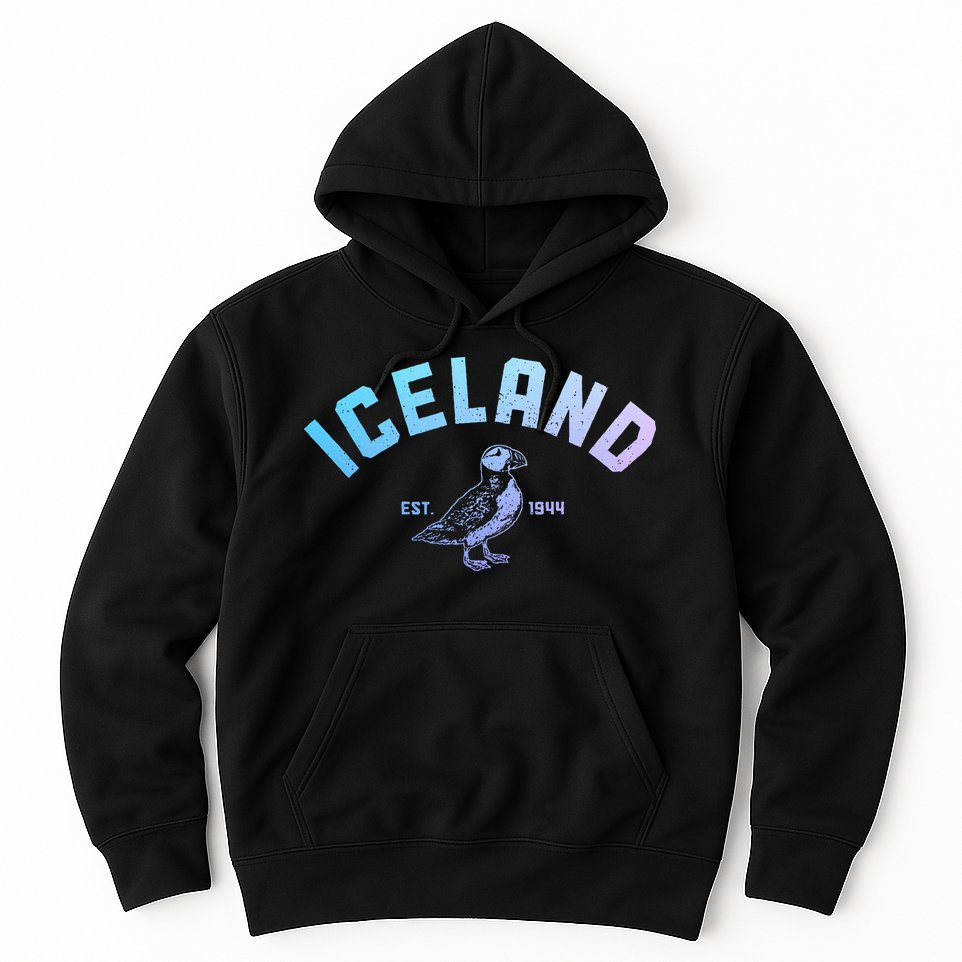 Iceland Puffin Vintage Icelandic Souvenir Hoodie