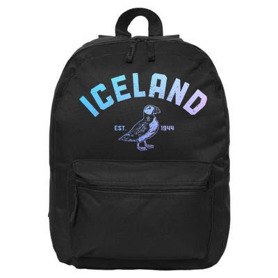 Iceland Puffin Vintage Icelandic Souvenir 16 in Basic Backpack