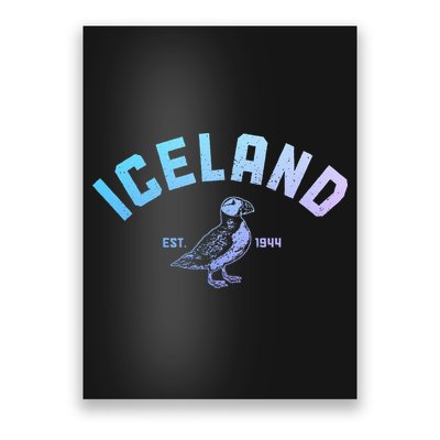 Iceland Puffin Vintage Icelandic Souvenir Poster