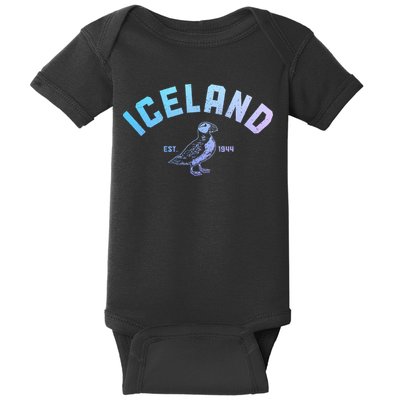 Iceland Puffin Vintage Icelandic Souvenir Baby Bodysuit