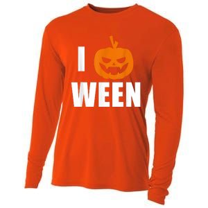 I Pumpkin Ween Funny Halloween Joke Quote Cooling Performance Long Sleeve Crew