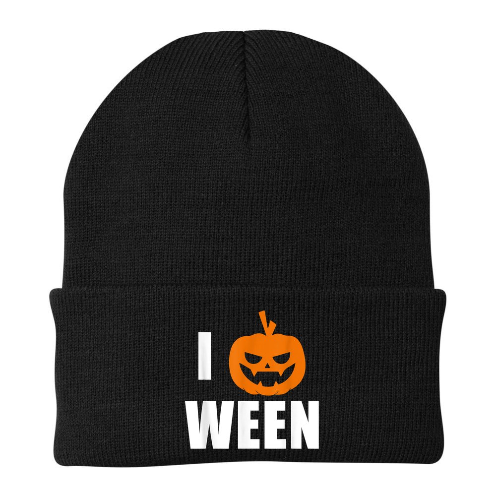 I Pumpkin Ween Funny Halloween Joke Quote Beanie