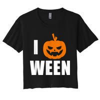 I Pumpkin Ween Funny Halloween Joke Quote Women's Crop Top Tee