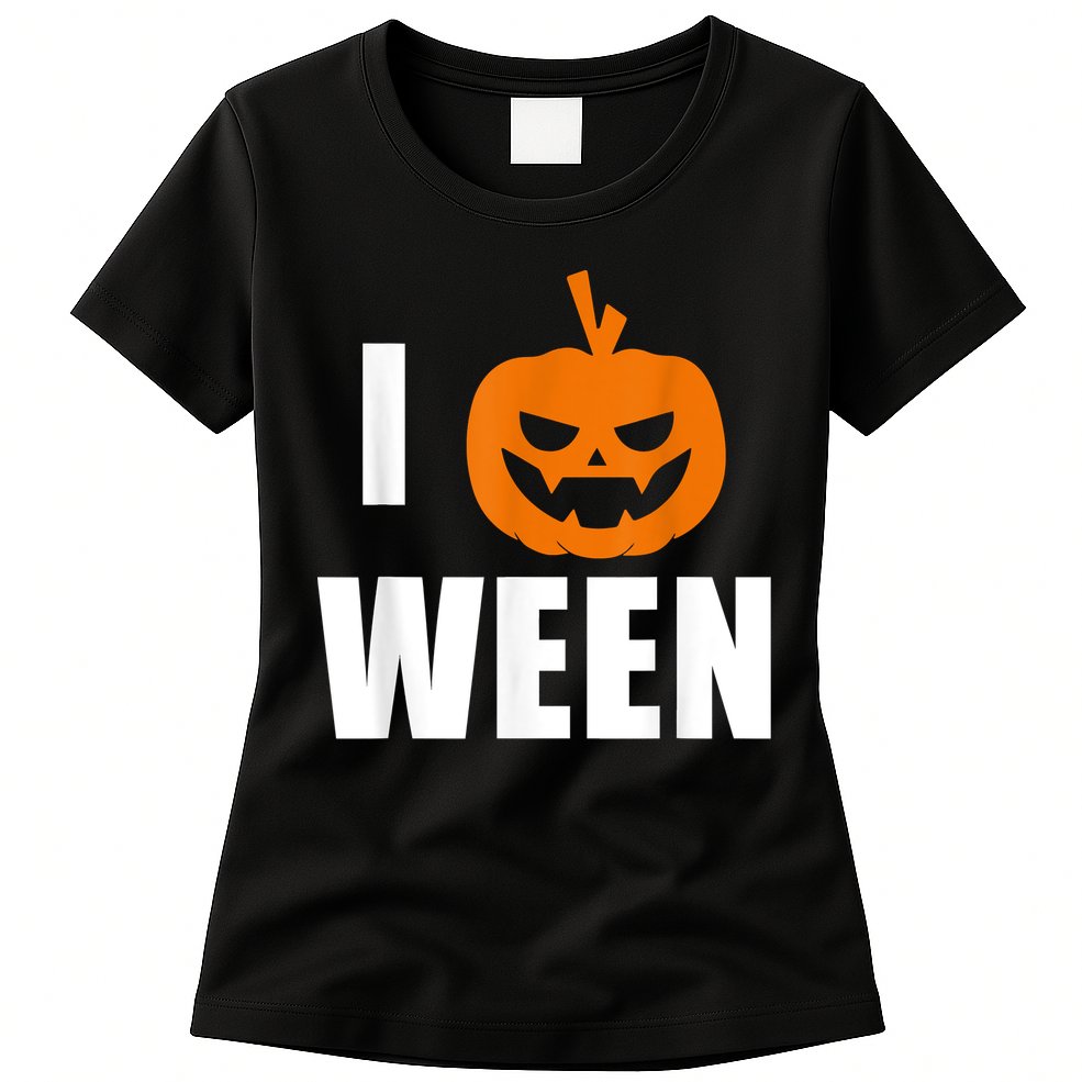 I Pumpkin Ween Funny Halloween Joke Quote Womens T-Shirt