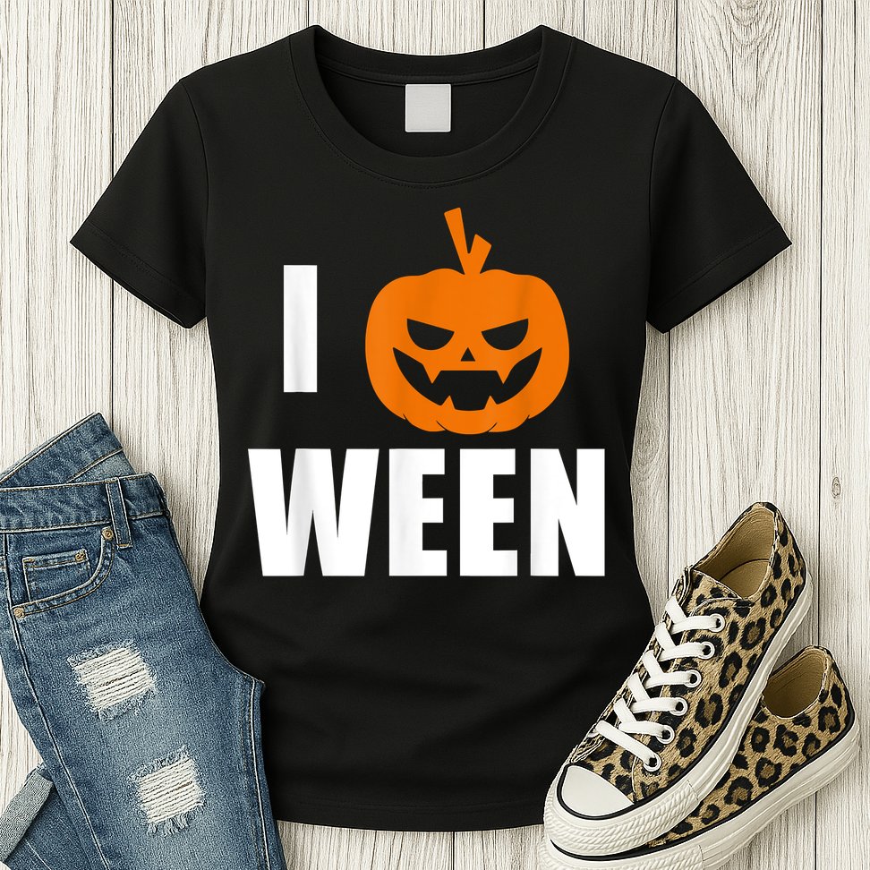 I Pumpkin Ween Funny Halloween Joke Quote Womens T-Shirt