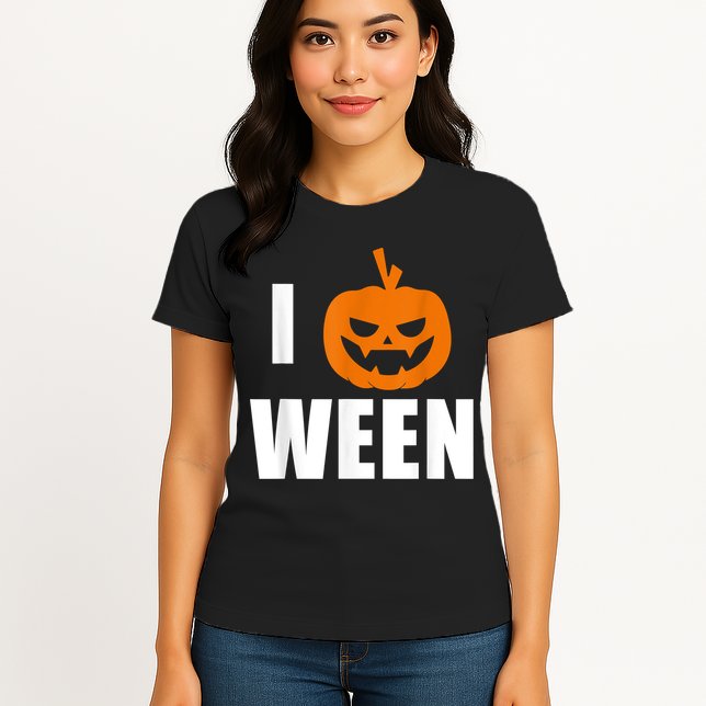 I Pumpkin Ween Funny Halloween Joke Quote Womens T-Shirt