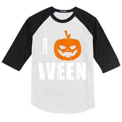 I Pumpkin Ween Funny Halloween Joke Quote Kids Colorblock Raglan Jersey