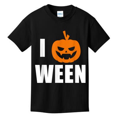 I Pumpkin Ween Funny Halloween Joke Quote Kids T-Shirt