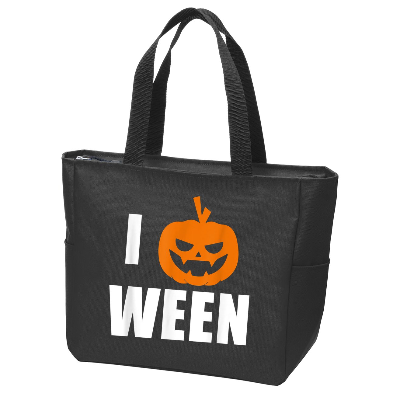 I Pumpkin Ween Funny Halloween Joke Quote Zip Tote Bag