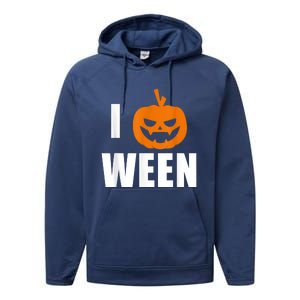 I Pumpkin Ween Funny Halloween Joke Quote Performance Fleece Hoodie