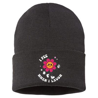 I Pee When I Laugh Funny Sustainable Knit Beanie