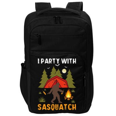 I Party With Sasquatch Halloween Bigfoot Camping Camper Impact Tech Backpack