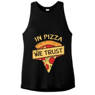 In Pizza We Trust Pizza Lover Ladies PosiCharge Tri-Blend Wicking Tank