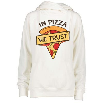 In Pizza We Trust Pizza Lover Womens Funnel Neck Pullover Hood