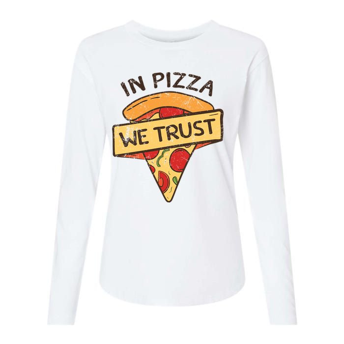 In Pizza We Trust Pizza Lover Womens Cotton Relaxed Long Sleeve T-Shirt