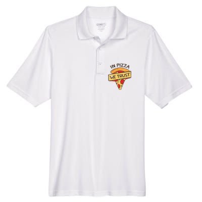 In Pizza We Trust Pizza Lover Men's Origin Performance Piqué Polo