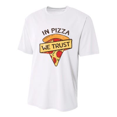 In Pizza We Trust Pizza Lover Youth Performance Sprint T-Shirt