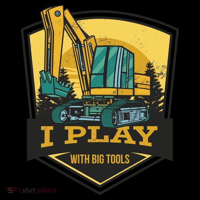 I Play With Big Tools Excavator Stripe Pom Pom Beanie