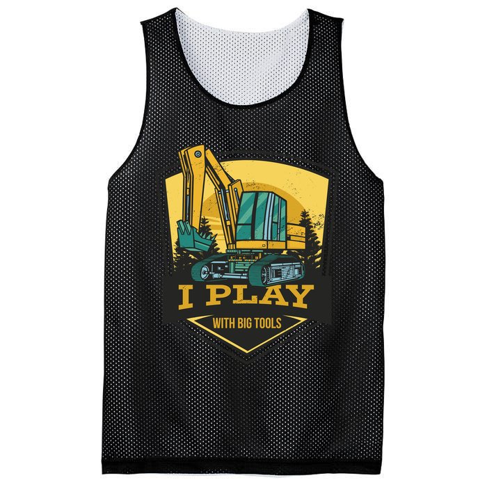 I Play With Big Tools Excavator Mesh Reversible Basketball Jersey Tank