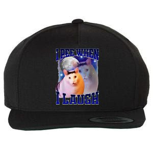 I Pee When I Laugh Funny Cat Meme Humorous Sarcastic Joke Wool Snapback Cap