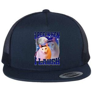 I Pee When I Laugh Funny Cat Meme Humorous Sarcastic Joke Flat Bill Trucker Hat