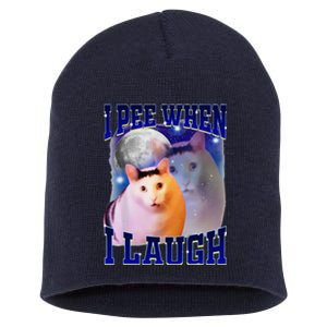 I Pee When I Laugh Funny Cat Meme Humorous Sarcastic Joke Short Acrylic Beanie