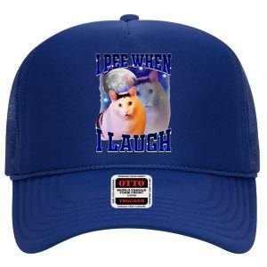 I Pee When I Laugh Funny Cat Meme Humorous Sarcastic Joke High Crown Mesh Back Trucker Hat