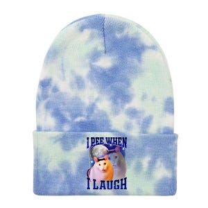 I Pee When I Laugh Funny Cat Meme Humorous Sarcastic Joke Tie Dye 12in Knit Beanie