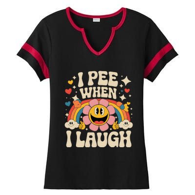 I Pee When I Laugh Naughty Ladies Halftime Notch Neck Tee