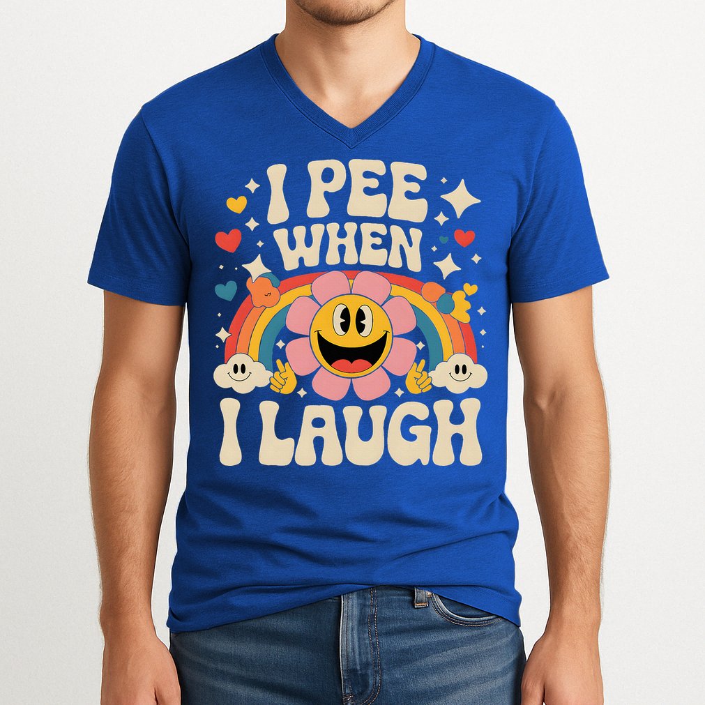 I Pee When I Laugh Naughty V-Neck T-Shirt