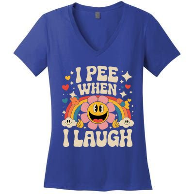 I Pee When I Laugh Naughty Women's V-Neck T-Shirt