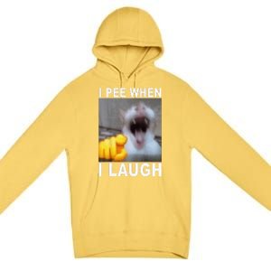 I Pee When I Laugh Funny Cat Silly Meme Humorous Sarcastic Premium Pullover Hoodie