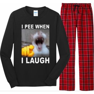 I Pee When I Laugh Funny Cat Silly Meme Humorous Sarcastic Long Sleeve Pajama Set