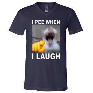 I Pee When I Laugh Funny Cat Silly Meme Humorous Sarcastic V-Neck T-Shirt