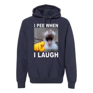 I Pee When I Laugh Funny Cat Silly Meme Humorous Sarcastic Premium Hoodie