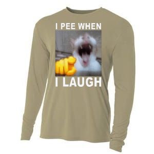 I Pee When I Laugh Funny Cat Silly Meme Humorous Sarcastic Cooling Performance Long Sleeve Crew