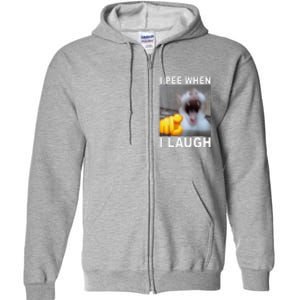 I Pee When I Laugh Funny Cat Silly Meme Humorous Sarcastic Full Zip Hoodie