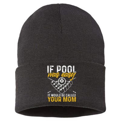 If Pool Was Easy Billiard Player Funny Sustainable Knit Beanie