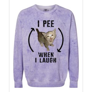 I Pee When I Laugh Funny Cat Silly Meme Humorous Sarcastic Colorblast Crewneck Sweatshirt