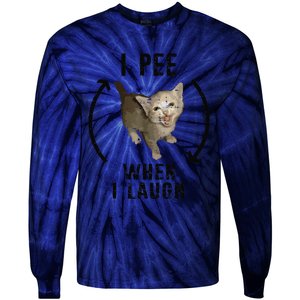 I Pee When I Laugh Funny Cat Silly Meme Humorous Sarcastic Tie-Dye Long Sleeve Shirt