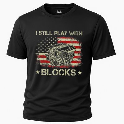 I Play With Blocks Mechanic Engine Block Car Mechanic Cooling Performance Crew T-Shirt